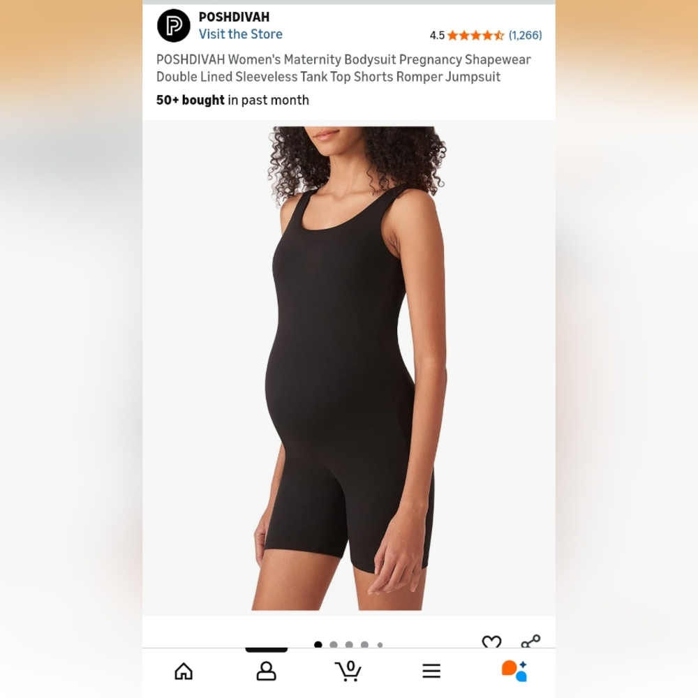 POSHDIVAH Women's Black Maternity Bodysuit